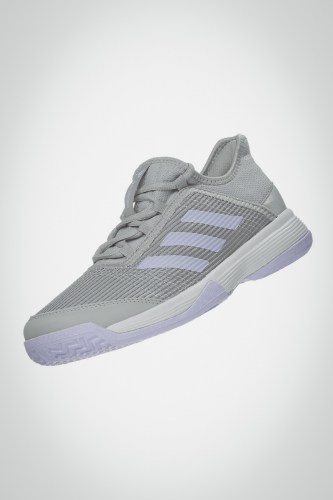 Детские теннисные кроссовки Adidas Adizero Club K (серые / белые)