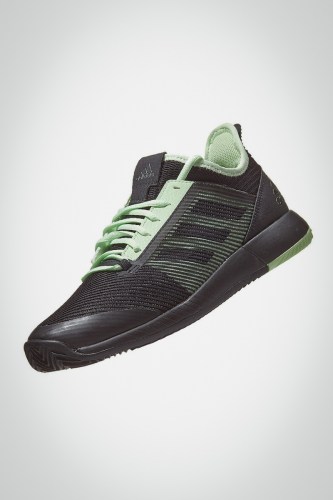 Женские теннисные кроссовки Adidas Adizero Defiant Bounce 2 (черные / салатовые)