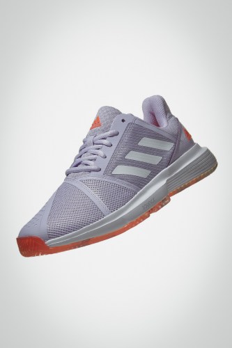 Женские теннисные кроссовки Adidas Courtjam Bounce (фиолетовые / коралловые)