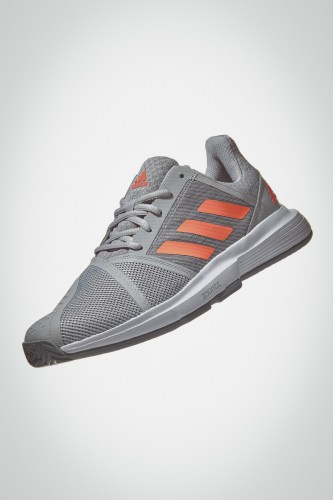 Мужские теннисные кроссовки adidas Courtjam Bounce (серые / коралловые)