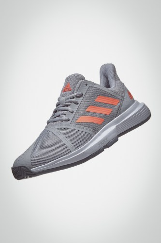 Женские теннисные кроссовки Adidas Courtjam Bounce (серые / коралловые)