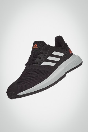 Детские теннисные кроссовки Adidas Courtjam XJ (черные / белые)