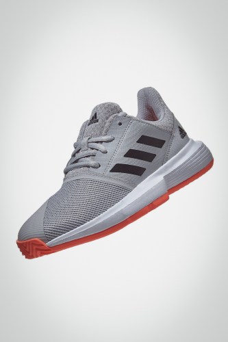 Детские теннисные кроссовки Adidas Courtjam XJ (серые / черные)