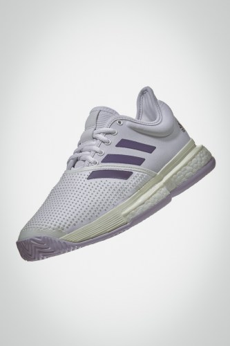 Женские теннисные кроссовки Adidas Solecourt Boost (белые / фиолетовые)
