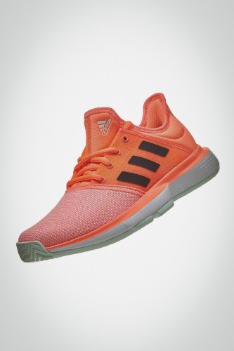 Детские теннисные кроссовки Adidas Courtjam XJ (коралловые / черные)