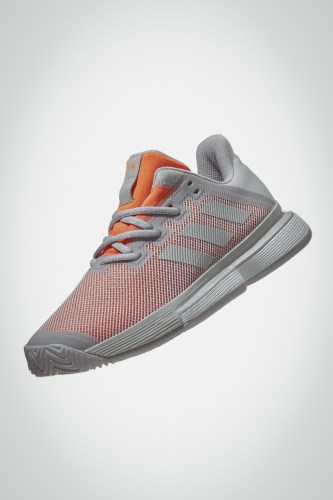 Женские теннисные кроссовки Adidas Solematch Bounce (серые / коралловые)