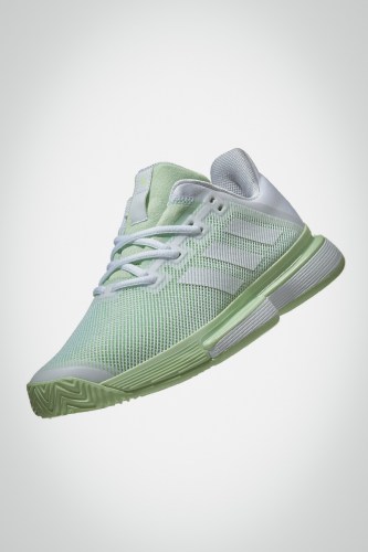 Женские теннисные кроссовки Adidas Solematch Bounce (белые / салатовые)