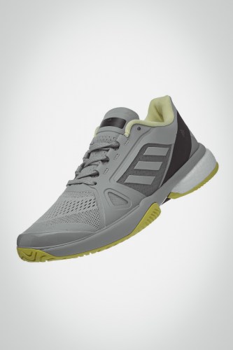 Женские теннисные кроссовки Adidas Stella Barricade Boost (серые / черные / салатовые)