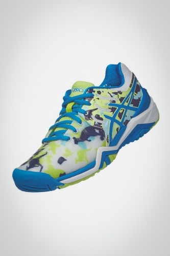 Женские теннисные кроссовки Asics Gel Resolution 7 (белые / синие / желтые)