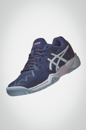 Детские теннисные кроссовки Asics Gel Resolution 8 GS (темно-синие / розовые)