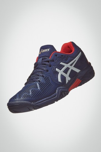 Детские теннисные кроссовки Asics Gel Resolution 8 GS (темно-синие / красные)