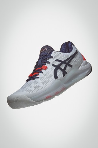 Женские теннисные кроссовки Asics Gel Resolution 8 (белые / темно-синие)