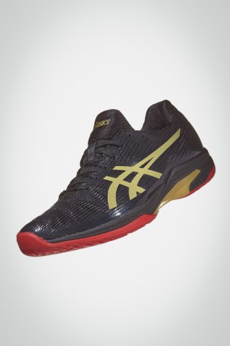 Женские теннисные кроссовки Asics Solution Speed FF (черные / золотистые)