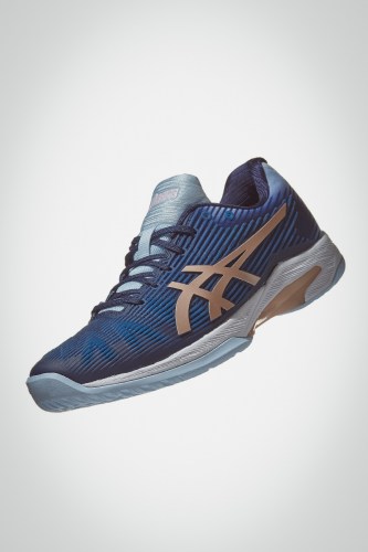 Женские теннисные кроссовки Asics Solution Speed FF (синие / золотистые)