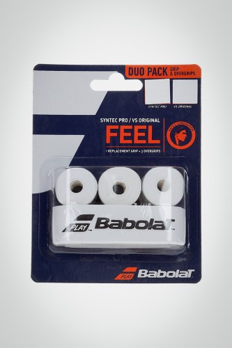 Купить обмотку для ручки Babolat Grip Syntec Pro x1 (белая) + Овергрип VS Original x3 (белый)