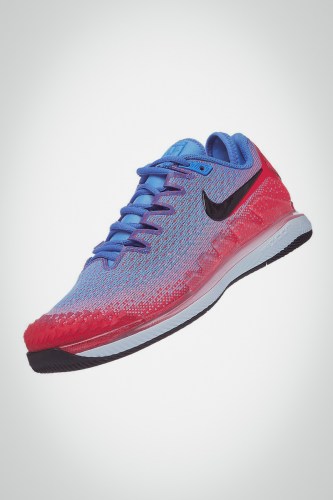 Женские теннисные кроссовки Nike Air Zoom Vapor X Knit (голубые / малиновые / черные)