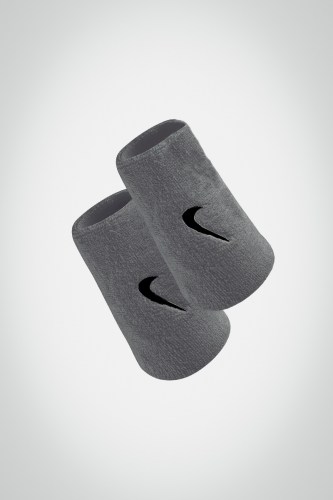 Купить большие напульсники Nike Swoosh Double Wide (серые / черные)