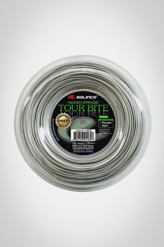 Струны для теннисной ракетки Solinco Tour Bite Soft 125 / 16l - 200 метров (серые)