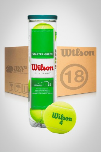 Коробка мячей для большого тенниса Wilson Starter Green (18 банок) 