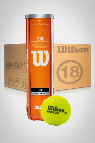 Коробка мячей для большого тенниса Wilson Tour Clay (18 банок)
